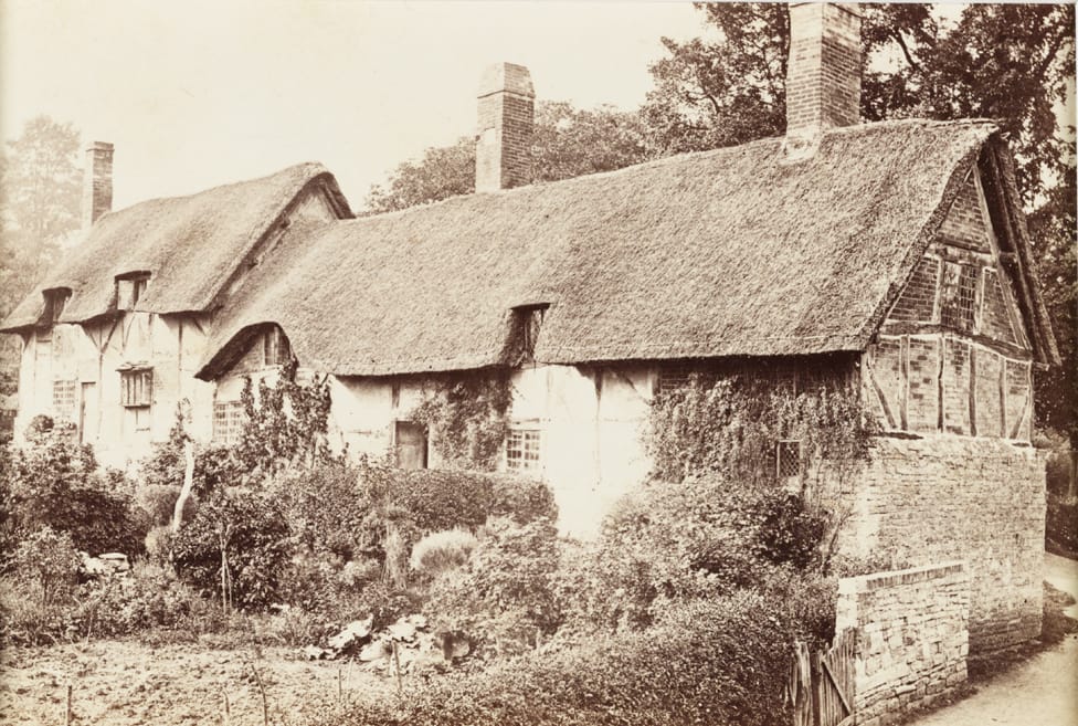 Historic Photo: Anne Hathaway’s Cottage, Shottery, England, 1880 and today.