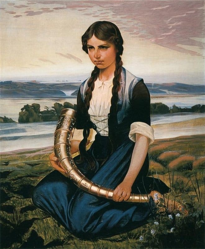 Historic Painting: “The Girl Who Found The Golden Horn” by Harald Slott-Møller, 1906.